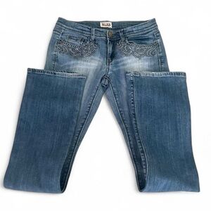 Stylish Mis Rise Blue Ripped Flared Jeans